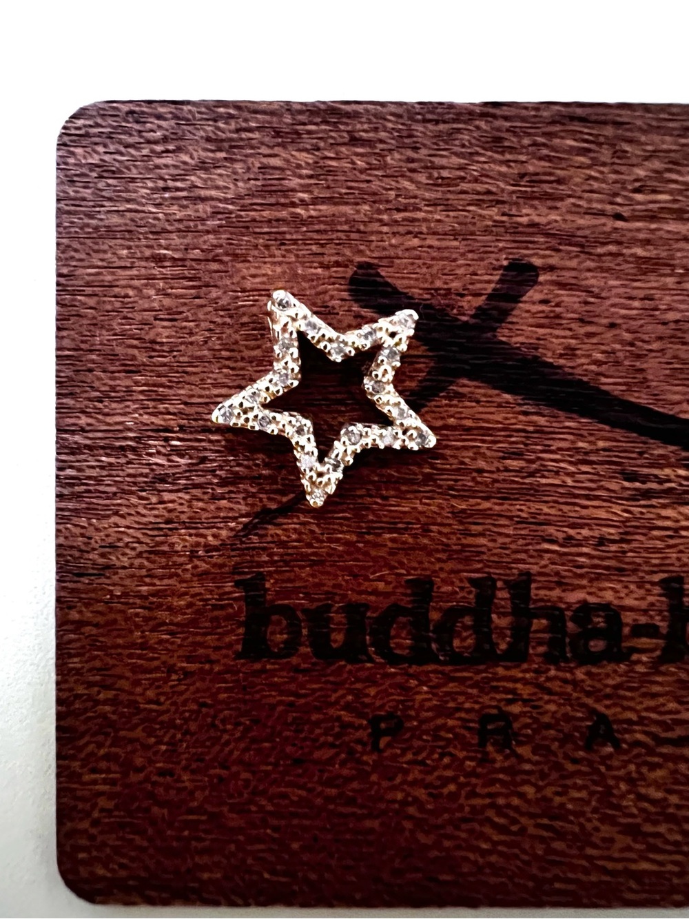 14K Yellow Gold and Genuine Diamond Pave Mini-Star Celestial Charm Pendant